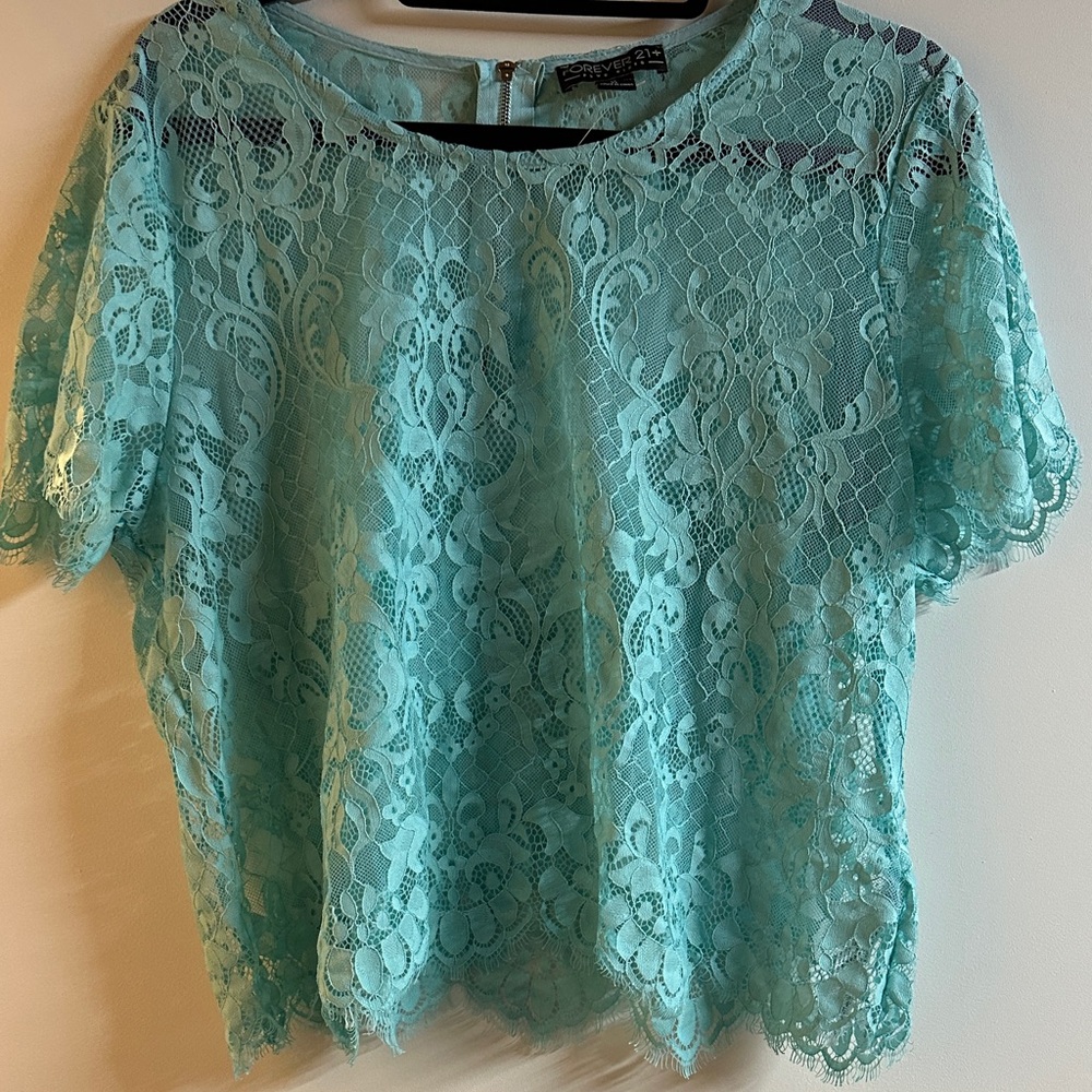 Forever 21 Lace Blouse - Light Blue